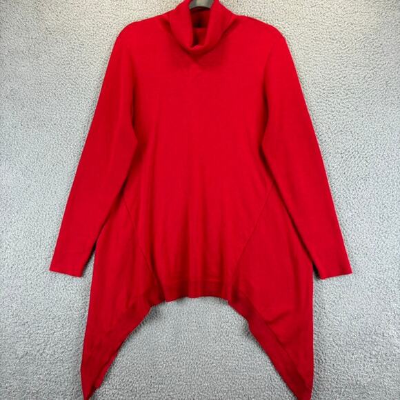 Chicos Featherweight Turtleneck Tunic Sweater Large Cashmere Blend Assymetrical - Picture 1 of 10